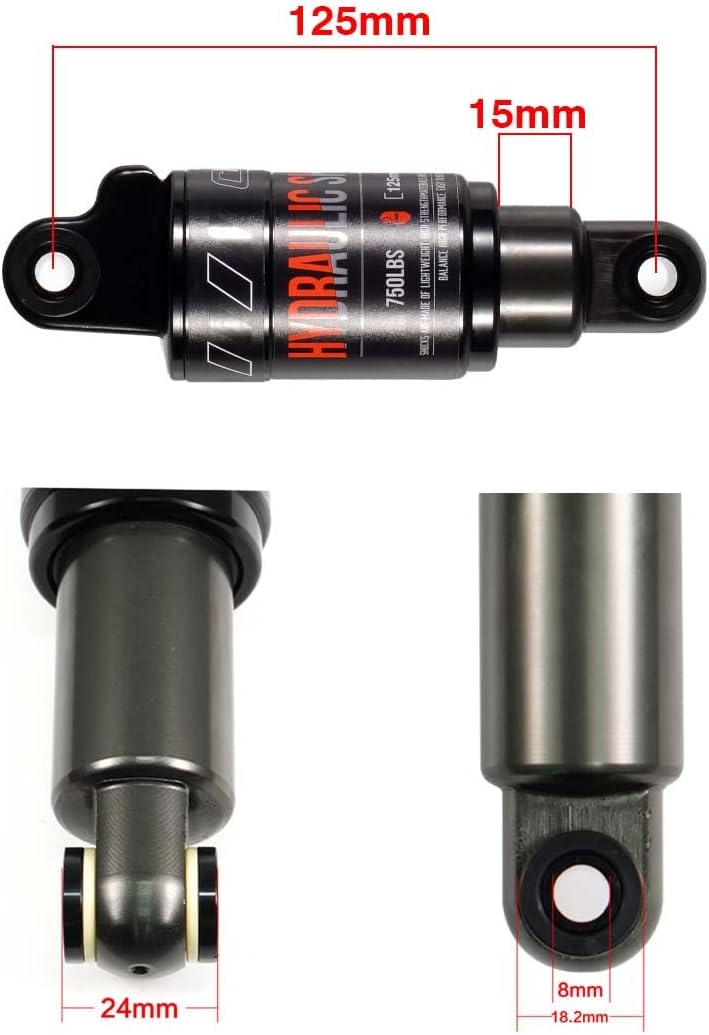 CNCLOL Mountain Bike Rear Shock 120mm/125mm/150mm/165mm/185mm/190mm/200mm,Bicycle Shock Absorber- Hydraulic Rear Suspension Shock for Mtb/Mtn/ebike/Dmn. - Image 2